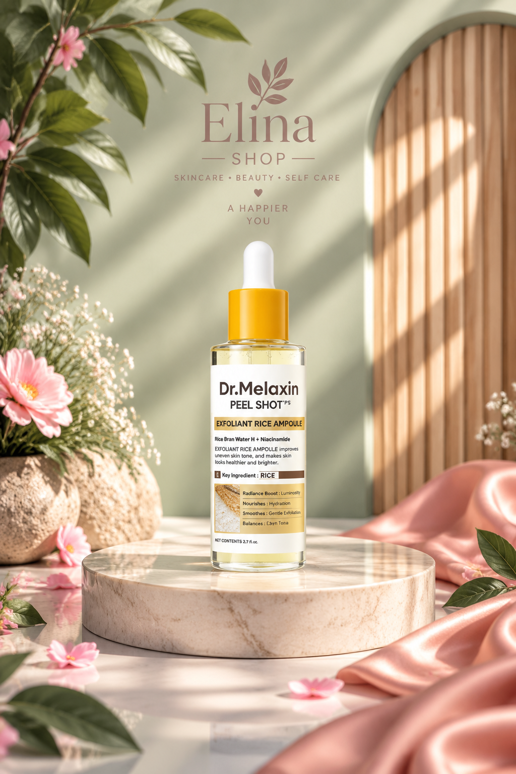 آمپول لایه‌بردار برنج دکتر ملاکسین Peel Shot Rice Ampoule اصا